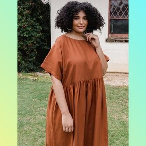 Tradlands Nico Linen Dress in Rust